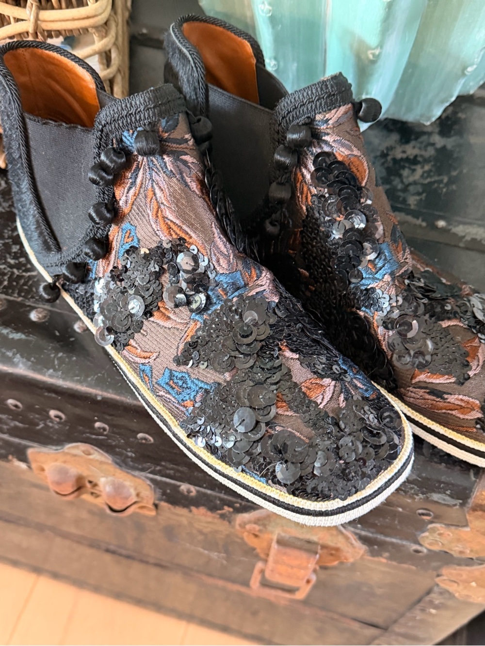 RARE Marc Jacobs Sequins Embroidery Pony Hair Bootie (8.5)